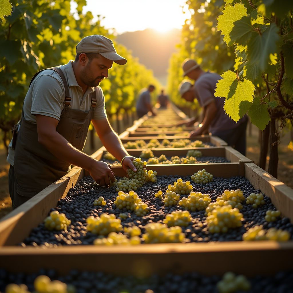 Cosecha manual de uvas